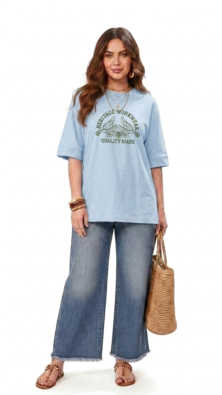 Casual Graphic Print Oversized Cotton T-Shirt