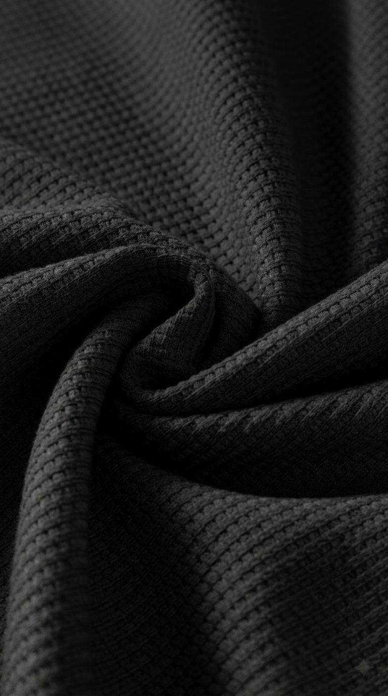 Men's Waffle T-Shirt, Premium Summer Fabric - Black | Talla